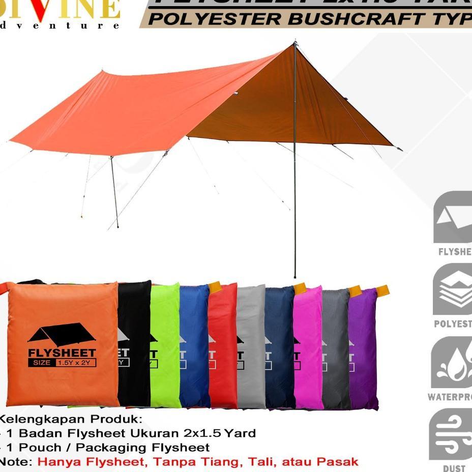 Flysheet Tenda 200 X 150 Waterproof Camping Atap Tenda Outdoor Kanopi Tenda Flysheet Tahan Sinar Uv
