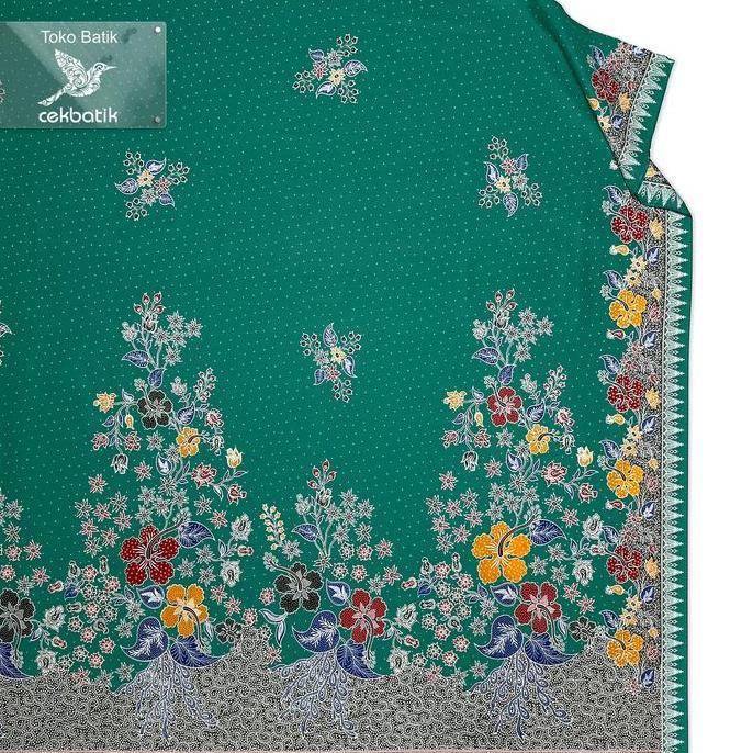 [] kain batik - Motif Modern Bunga Anggun Manis Polkadot Dasar Tosca