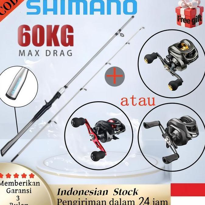 SHIMANO Fishing Rod 1 Set Casting1.65-2.1M Combo Reel Set Joran Pancing Reel Set Lengkap Casting Ree