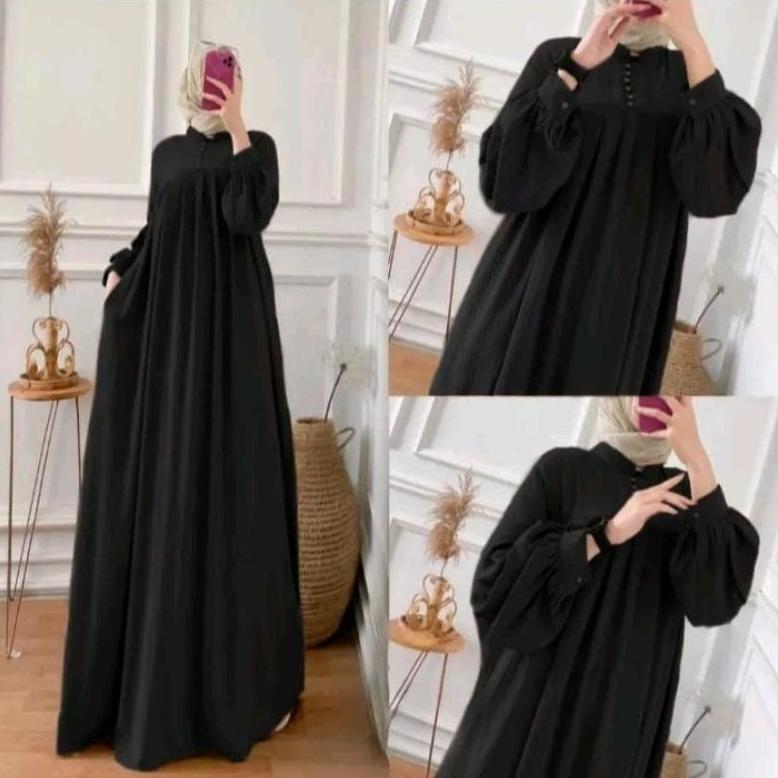 Promo ( Bayar Di Tempat) Salsa Maxy Dress Crinkle Airflow Gamis Jumbo Ld 110 Bisa Busui Gamis Kondan