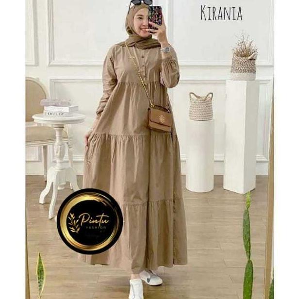 Terlaris Kirania Midi Dres Gamis Kirania Rayon Santung Midi Dress Susun Polos Kancing
