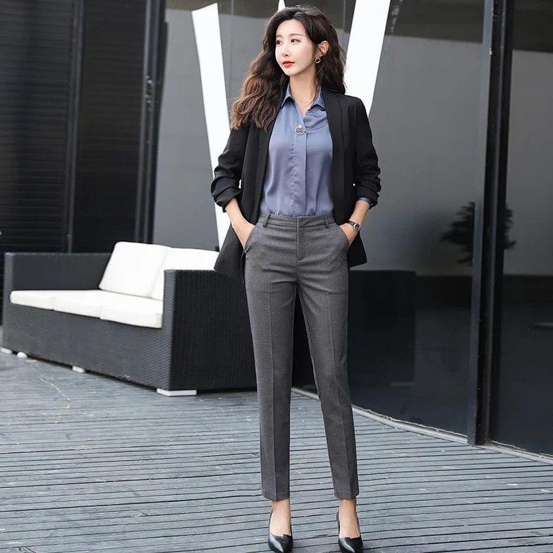 Murah Celana Kerja Kantor Bahan Kain Keper Premium Wanita Slimfit