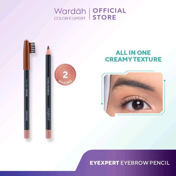 Wardah Eyexpert Pensil Alis Coklat dengan Brush Berbulu Lembut Pensil Alis Waterproof