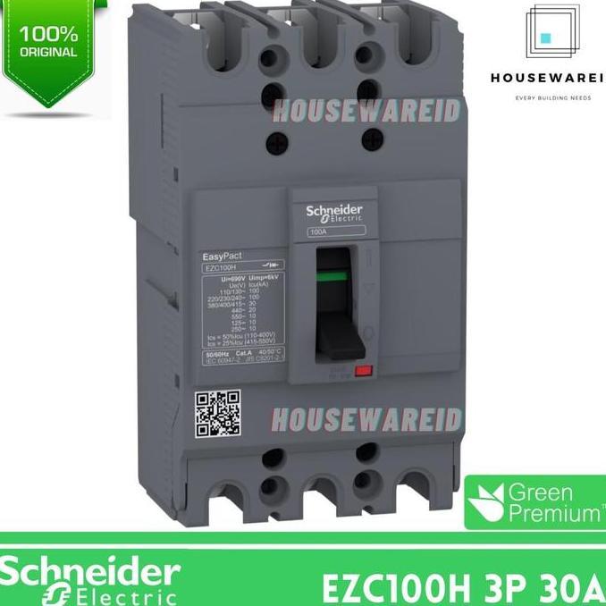 nyomanpauz / MCCB 3 Phase 30 Ampere Schneider EZC100H3030 Original / MCCB 3p 30a 30kA EZC100H / Brea