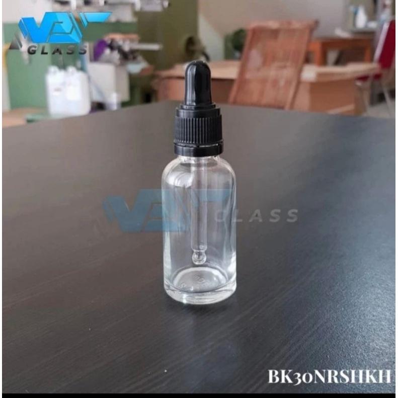 Botol Pipet Kaca 30Ml Bening / Botol Serum 30Ml / Botol Tetes 30Ml Ring Segel