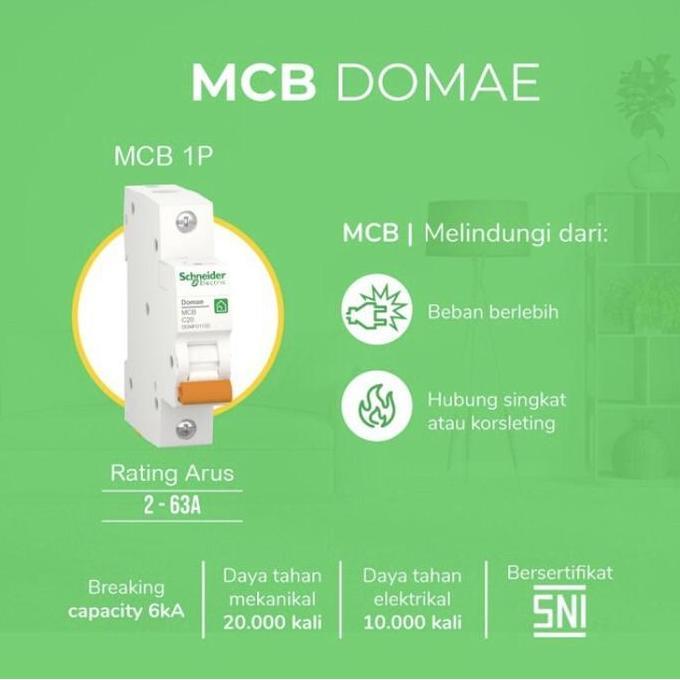 Ready MCB 4 Ampere 1 Phase Domae 6kA Schneider Original Merlin Gerin