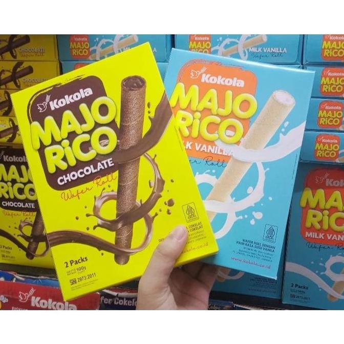 Kokola Majorico Wafer Roll Astor 100Gr (Kemasan Dus Isi 24) Rasa Coklat Vanila Untuk Hajatan Parcel 