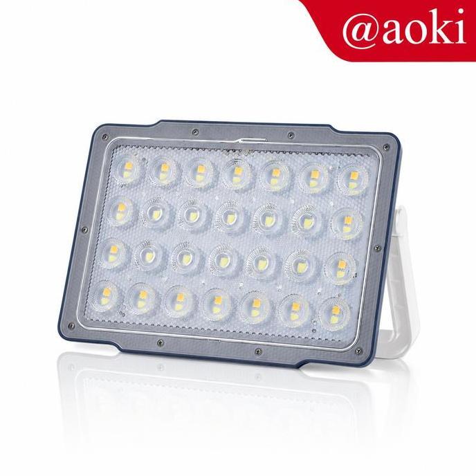 AOKI Lampu Sorot Solar Multifungsi LED Terang, Power Bank, Magnet, Tripod, Lampu Darurat