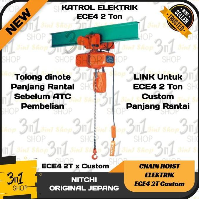 Nitchi Elektrik Chain Hoist ECE4 2T Custom Panjang Rantai Ori Japan murah