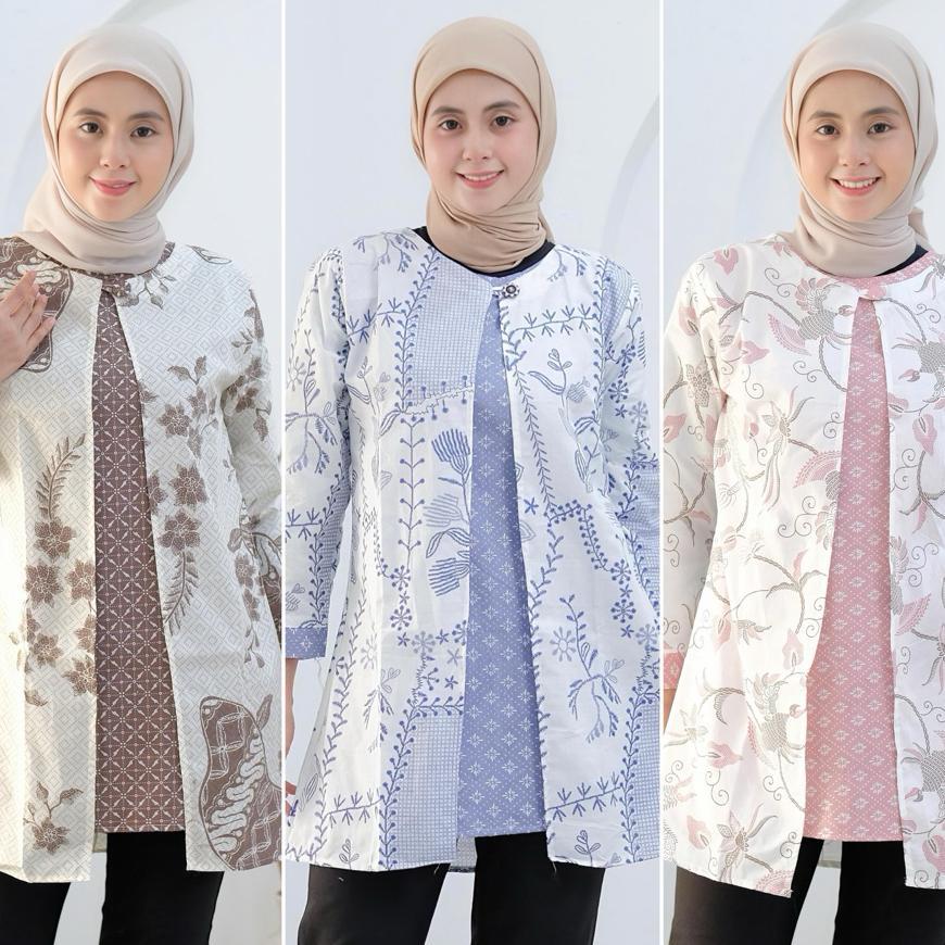 Tunik Batik Bolero Lengan Panjang Atasan Batik Wanita Bolero Terbaru