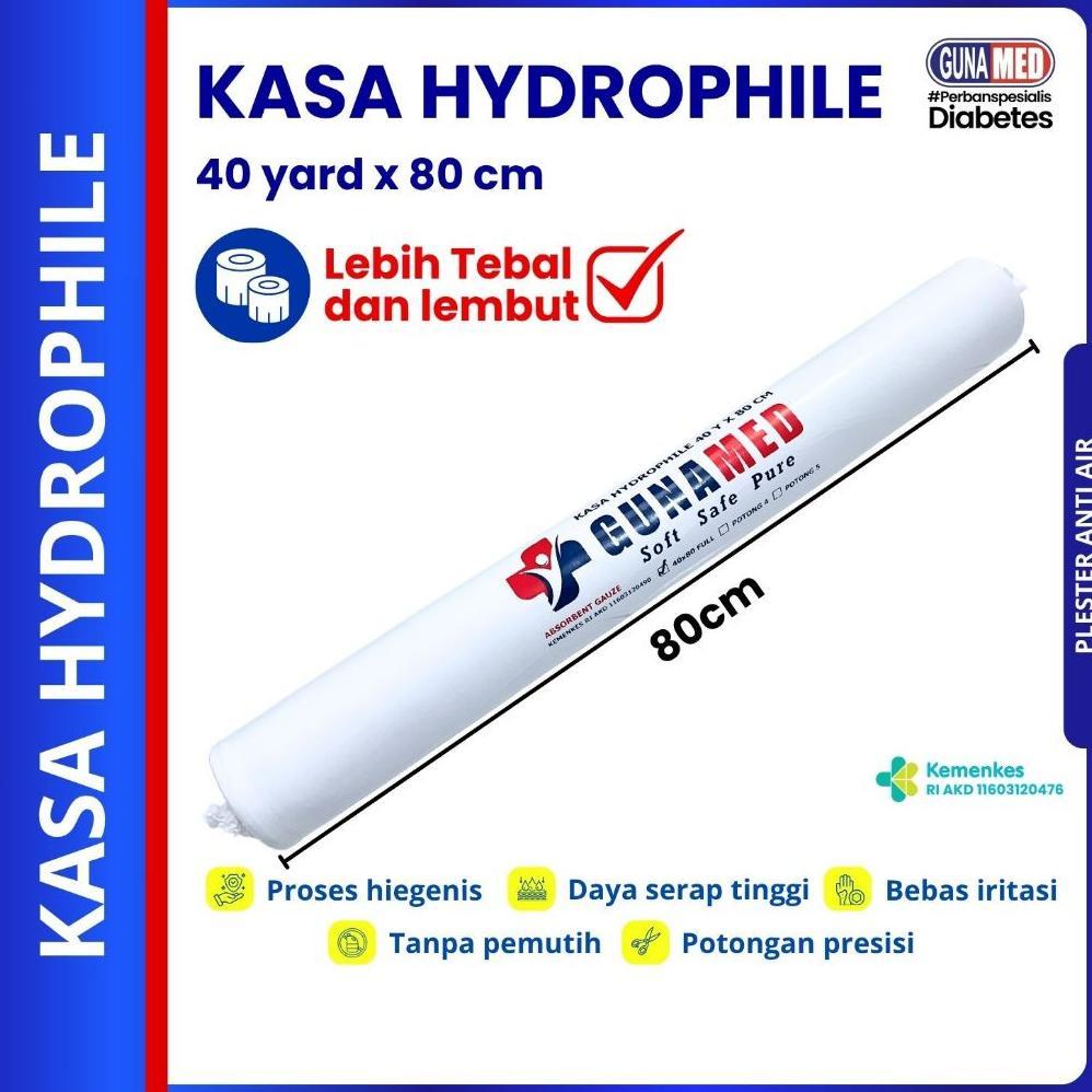 Gunamed Kasa Gulung/Kasa Hydrofil 40Y X 80Cm Potong 4/Potong 5/Kasa Panjang Full & 30X80 Utuh