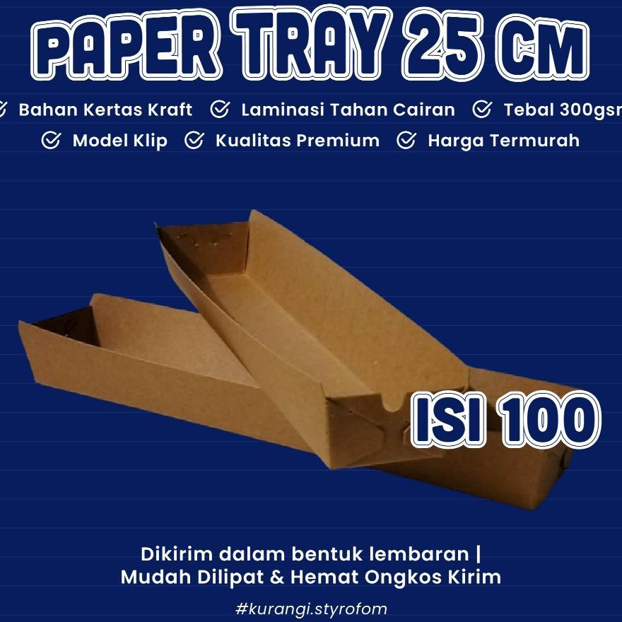 Isi 100 - Wadah Kertas Box Dus Packing Makanan Sosis Sate Kentang Spiral Uk. 25X4X2,5 Bahan Kraft La
