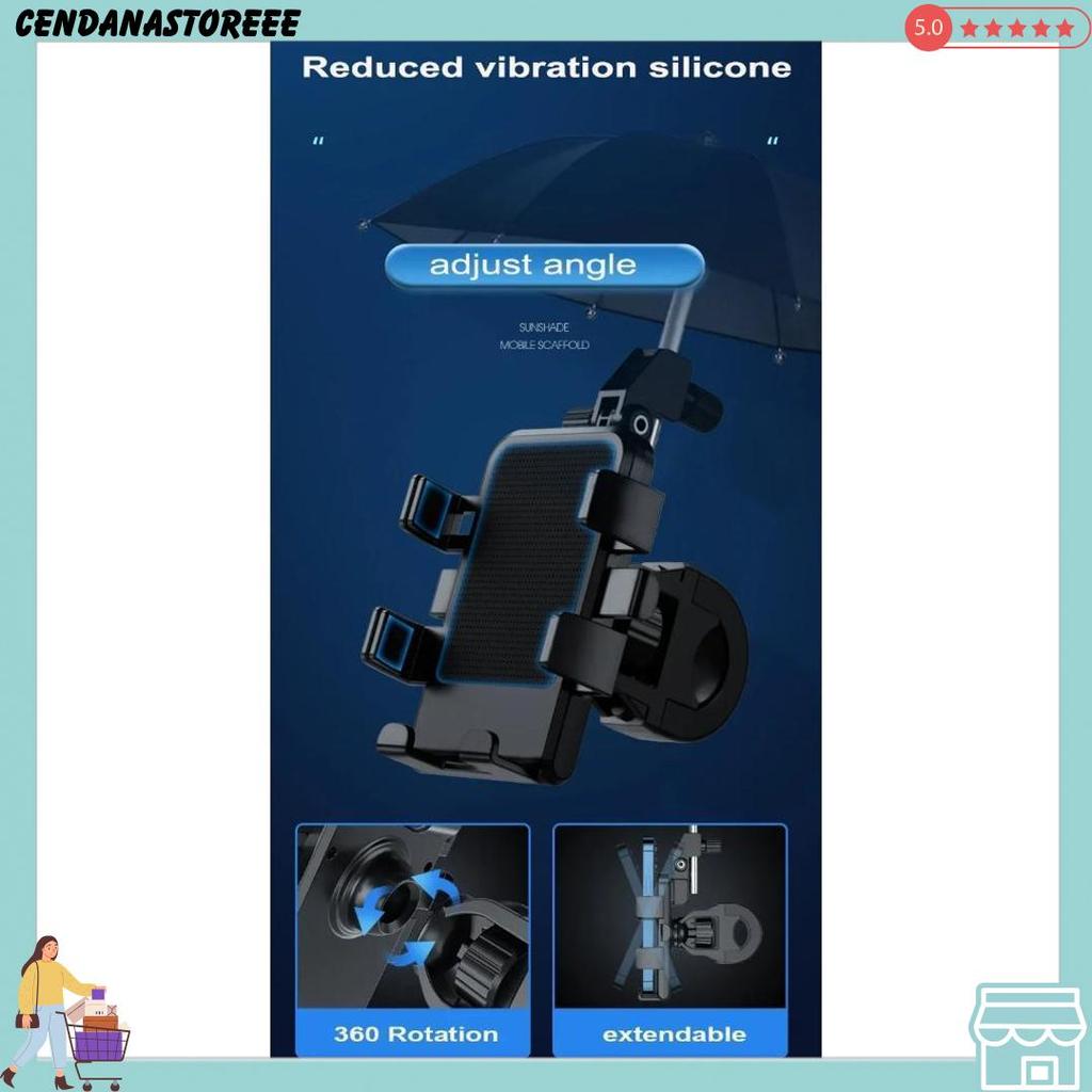 1 Set Lengkap Phone Holder Dudukan Ponsel Motor Dengan Payung Tahan Percikan Air Hujan Penahan Silau