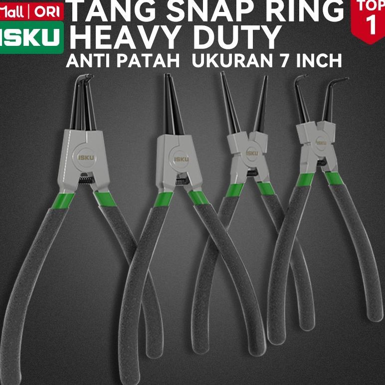 ISKU Tang Spi 7 Inch 180mm Snap Ring Pliers Tang Circlip Buka Tutup Lurus Bengkok Internal External 