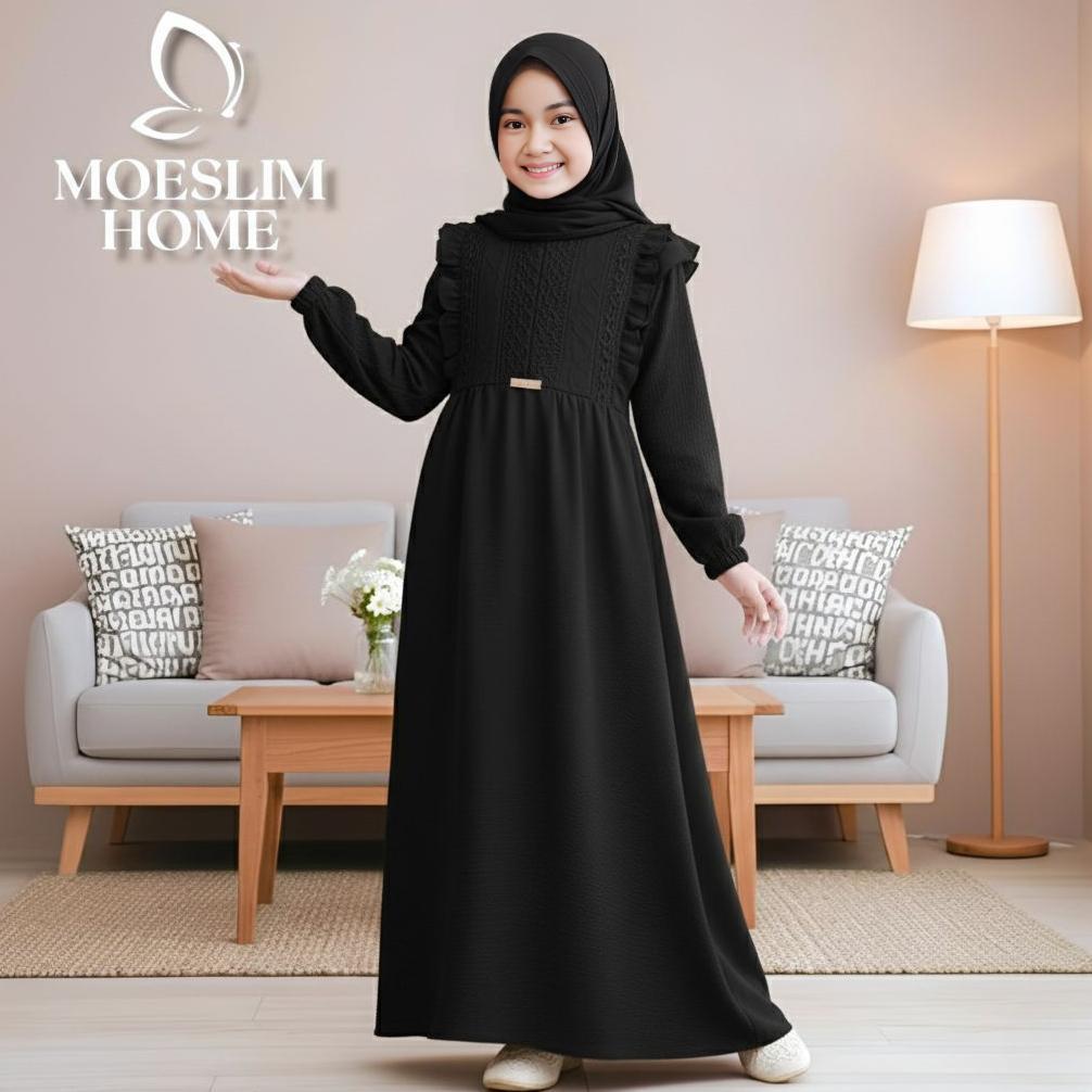 MURAH GAMIS ANAK SET HIJAB 5-13 TAHUN BAHAN CRINKLE AIRFLOW IMPORT MIX BRUKAT MALIKA GAMIS LEBARAN G