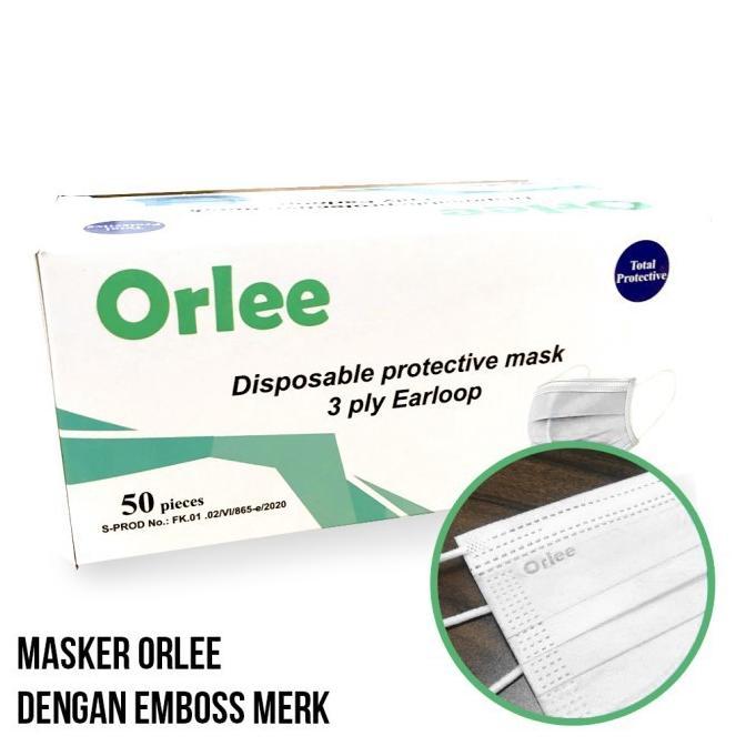 Masker 3 ply putih White Orlee Medis 3ply Earloop