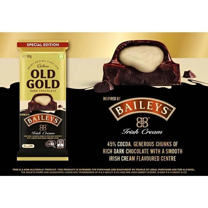 Cokelat Cadbury Old Gold Dark Chocolate Baileys Irish Cream 180Gram Special Edition Asal Australia