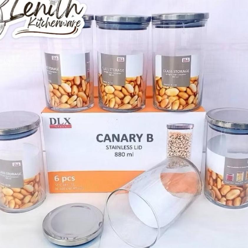 (6 Pcs) Stoples Kaca Dlx Kedap Udara Seal Canary/ Toples Kaca Serbaguna Dlx