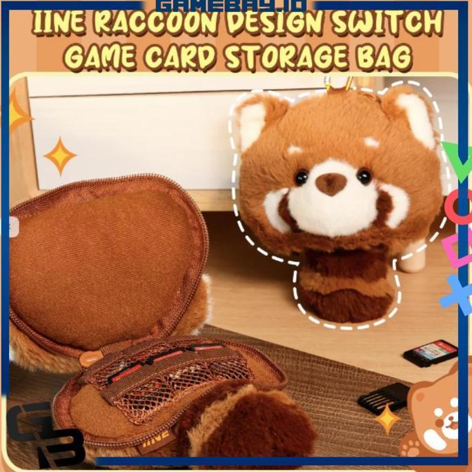 IINE RACCOON DESIGN SWITCH GAME CARD STORAGE BAG / CARTRIDGE CASE / IINE RACOON