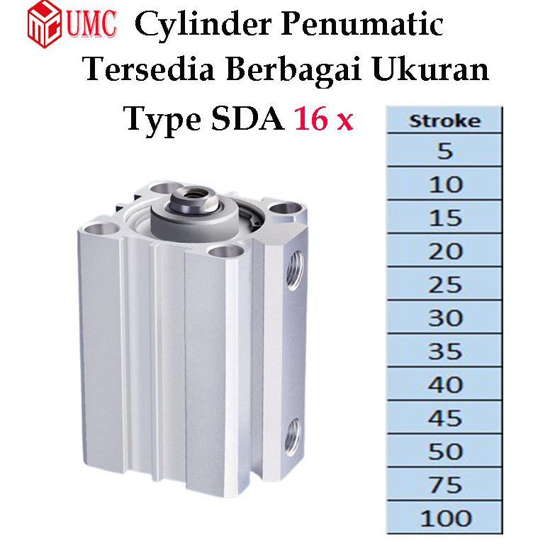 Cylinder pneumatic SDA16 COMPACT Pneumatik Angin Air Silinder SDA 16