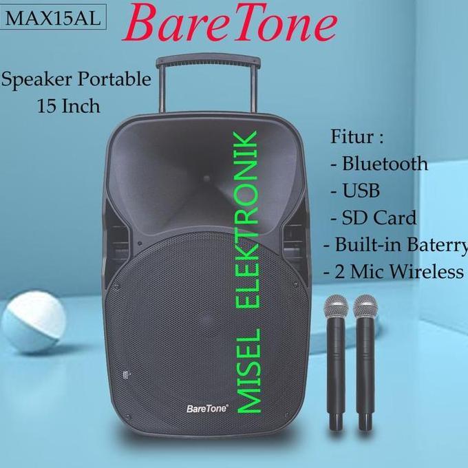 Terlaris Baretone Max15Al Speaker Portable 15 Inch Usb Mp3 Bluetooth