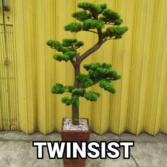 Pohon Bonsai Cemara Plastik Artificial Palsu 110 Cm / Bunga Hias Sudut