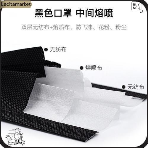 M3Bx Isi 50 Pcs Disposable Black Mask 3Ply Polos Masker Debu Korea Hitam Carbon Filter Produk Andala