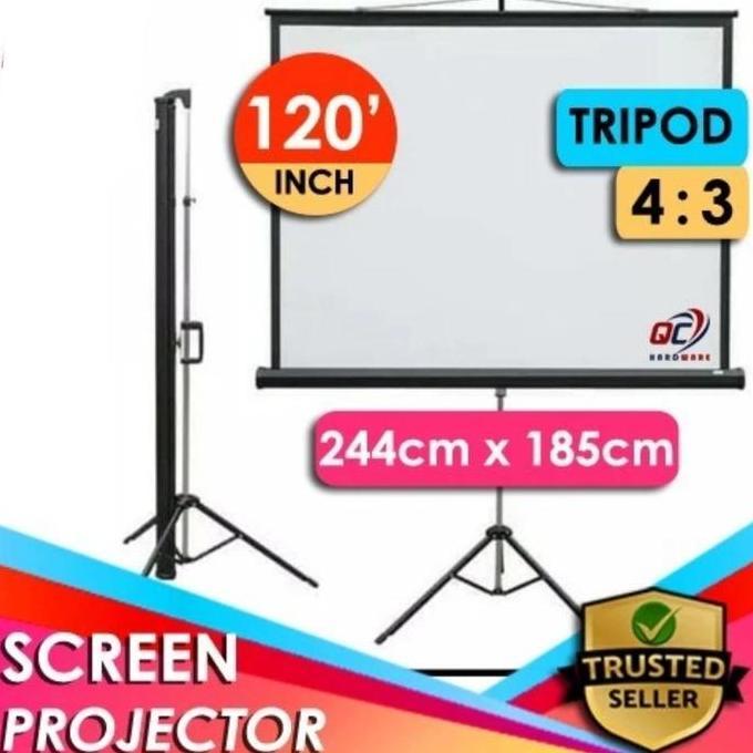 Screen Projector 120 Inch Tripot / Layar Proyektor 120 Inch Tripot