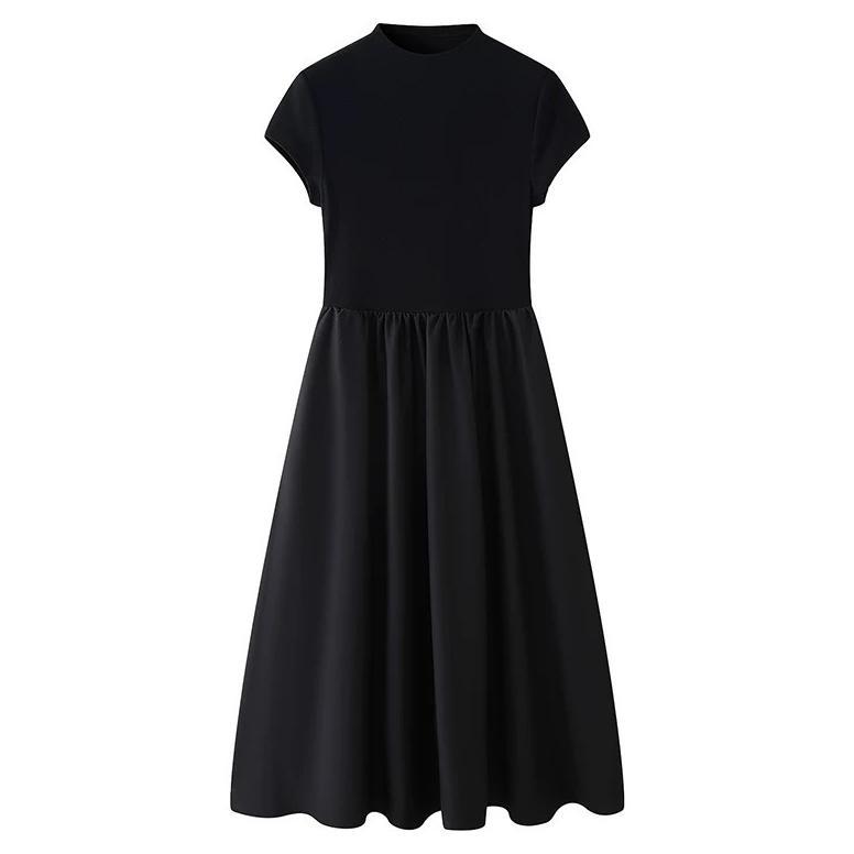 ready stock gaun hitam bergaya prancis/dress hitam korean style long jumbo 80kg/panjang gaun tinggi 