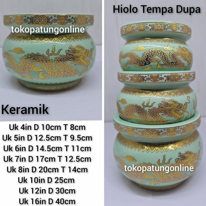 Hiolo Keramik Hijau Naga 7in