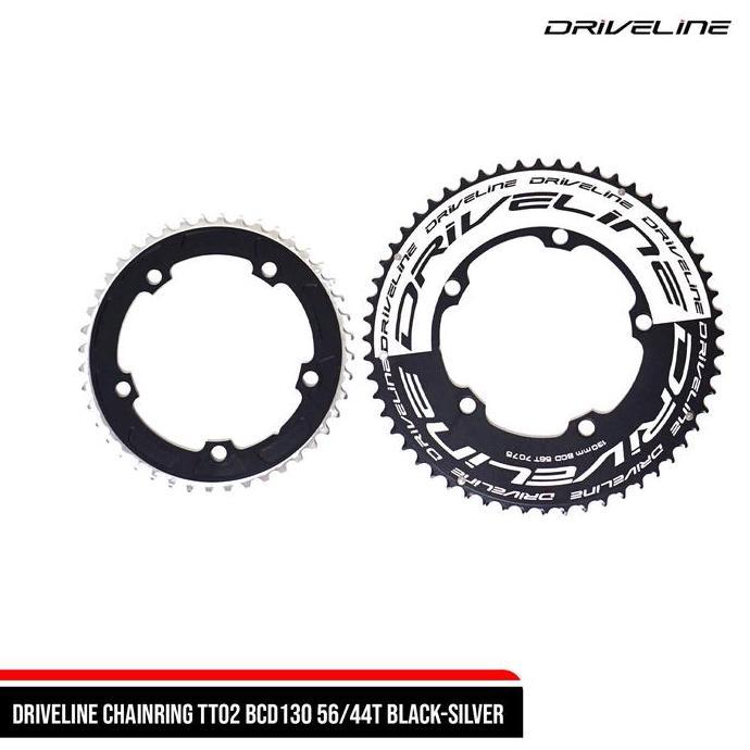 DRIVELINE CHAINRING TT02 BCD130 56/44T BLACK-SILVER