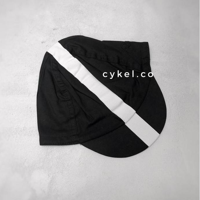 rapha cycling cap black white line classic cap topi sepeda