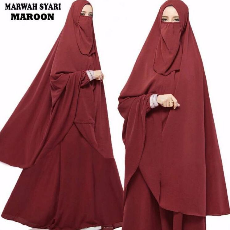 promo gamis marwah syari set cadar /gamis syari set hijab/gamis set cadar jumbo/gamis set hijab jumb