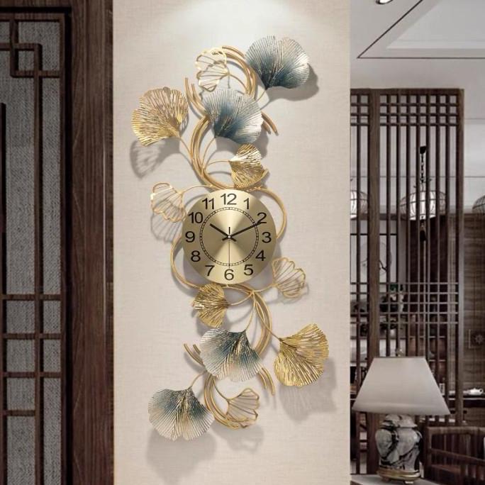 Jam Dinding Besar Ginkgo / ll Clock Metal Iron / Jam Dinding Gold