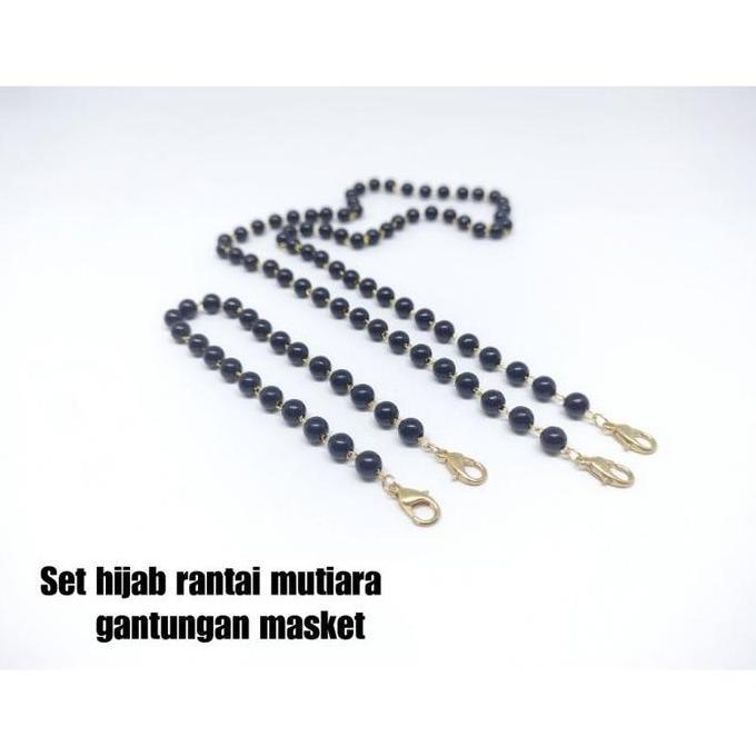 tali masker kalung set hijab rantai mutiara gantungan masker