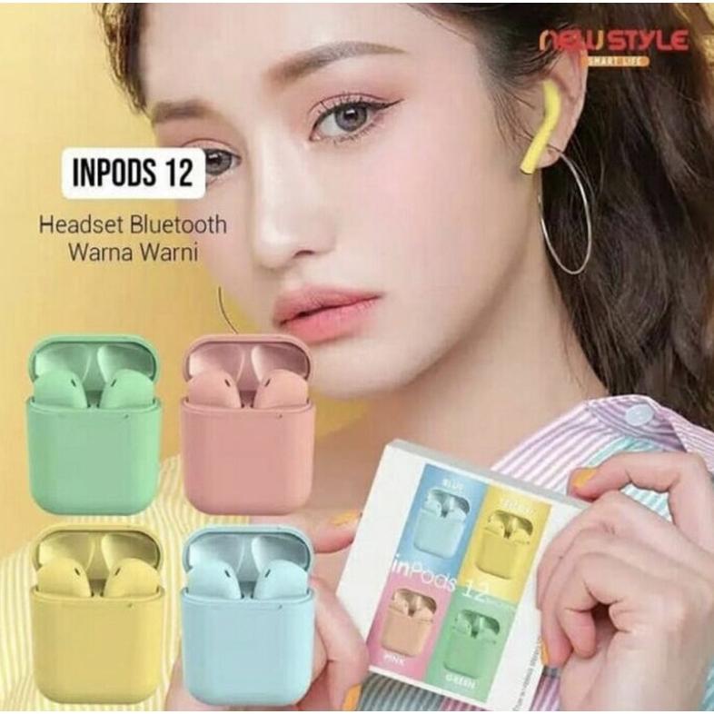 NEW PROMO Headset Bluetooth Inpods 12 i12 TWS Macaron Earphone Bluetooth Simple Warna for Android da