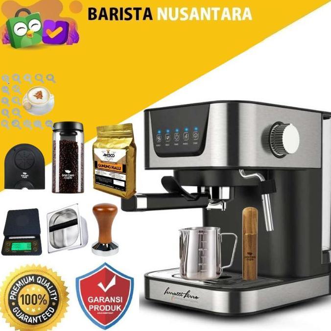 Terlaris Paket Mesin Kopi Ferrati Onetwocup Paket Alat Kopi Lengkap Low Watt 20 Bar 850W 1.6L