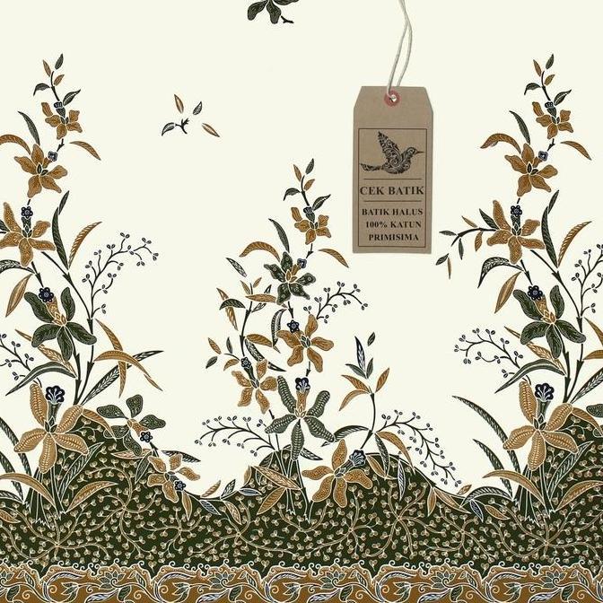 [] kain batik - Motif Bunga Warna Dasar Putih Gading (Kuning Kecolatan & Hijau)