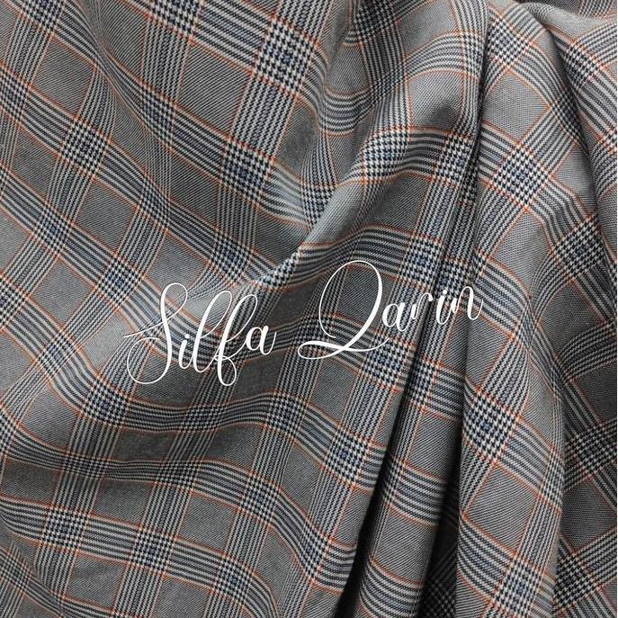 Bahan Kain Blazer Kotak Semi Wool / Kain Bahan Celana Kotak Semi Wool