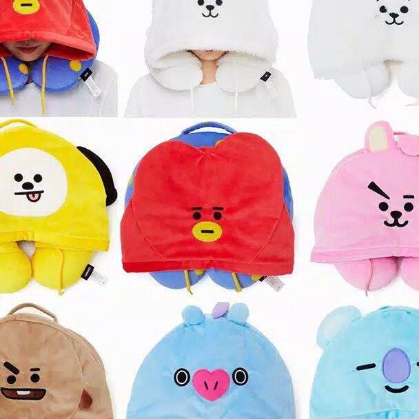 Boneka Bantal Leher Topi Kupluk Bt21 Bts/ Bantal Travelling Karakter Bts Korea Unofficial Murah