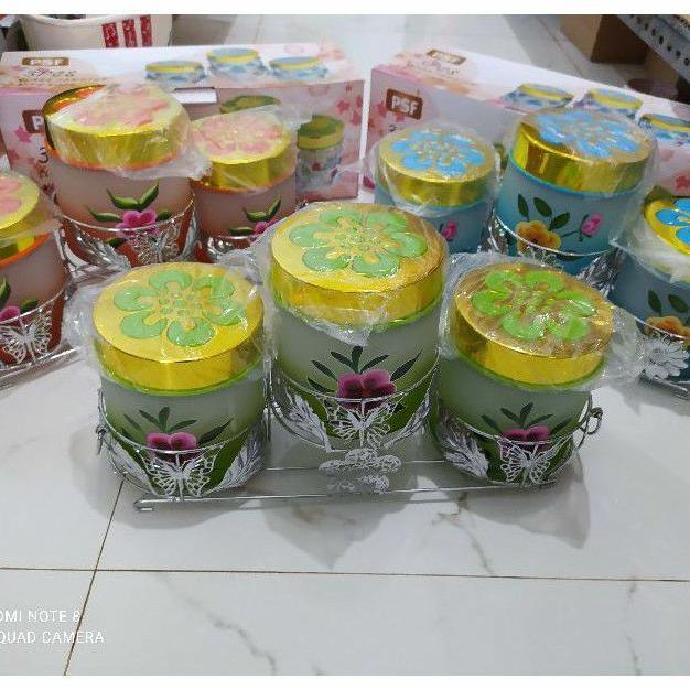 Toples Kaca Lebaran / Toples Kaca / Toples Kaca Set Keranjang Isi 3