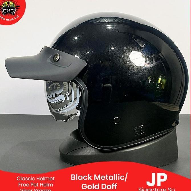 JP Industries Helm Retro Signature SO - Half Face - Desain Klasik & Modern - Visor Light Smoke - Sol