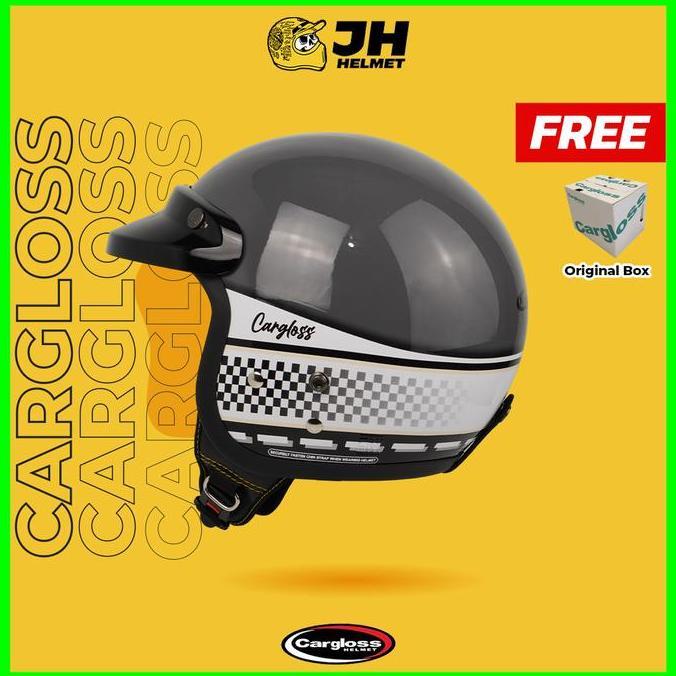 Helm Cargloss CFM Chessis Dark GREY | Helm Retro | Half Face