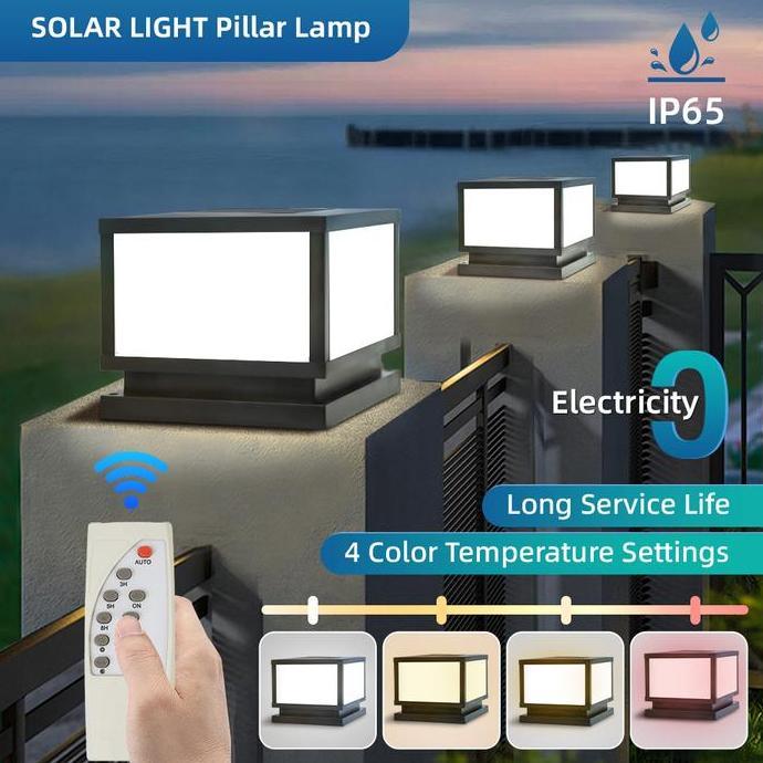 CANMEIJIA Lampu Pilar Pagar Taman Tenaga Surya Outdoor Dekorasi Taman Bingkai Lampu pagar 4 warna IP