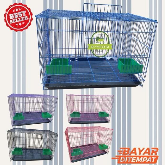 G_NADASULI - KANDANG BESI UMBARAN LIPAT UK P 45CM L 32CM T 30CM FREE 2 TEMPAT MAKAN DAN MINUM DAN FR