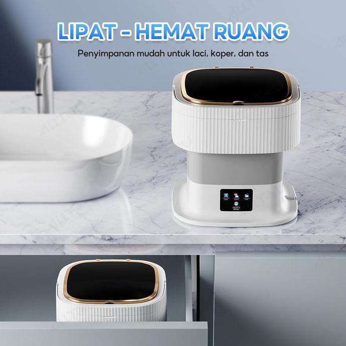 Andrivameiy - Alltou Mesin Cuci Mini Portable 13L Otomatis Mesin Pengering Pakaian Sterilisasi Cahay