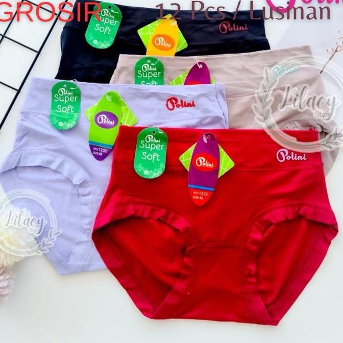 12 PCS Celana Dalam Brieft Wanita MID Waist POLINI 1232/2832