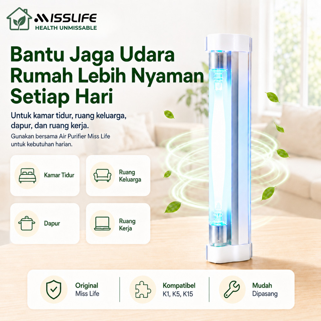Miss Life Pembersih Udara Lampu UV One Home Air Purifier UV Light Sterilisasi, desinfeksi dan Mite R