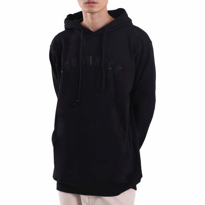 Bless- Roughneck H012 Black S Black Bold Hoodie Cowok Fleece Nyaman Panjang Sablon Tangan Pria
