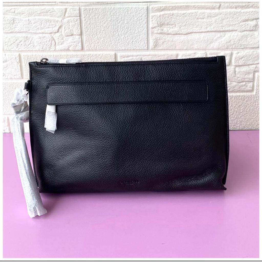 Clutch Pria Branded Co Men Carryall Pouch Pebbled Leather 100% Original